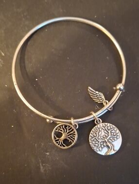 Silver-Tone Tree of Life Charm Bangle Bracelet, Earth Angel